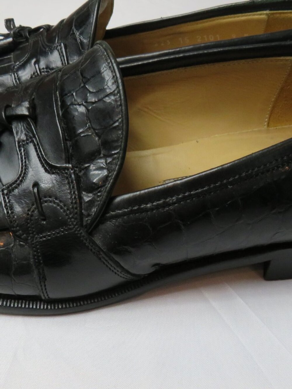 Nice Johnston & Murphy Crocodile Embossed Tassel Loafers Made in Italy 9 M - Picture 7 of 16